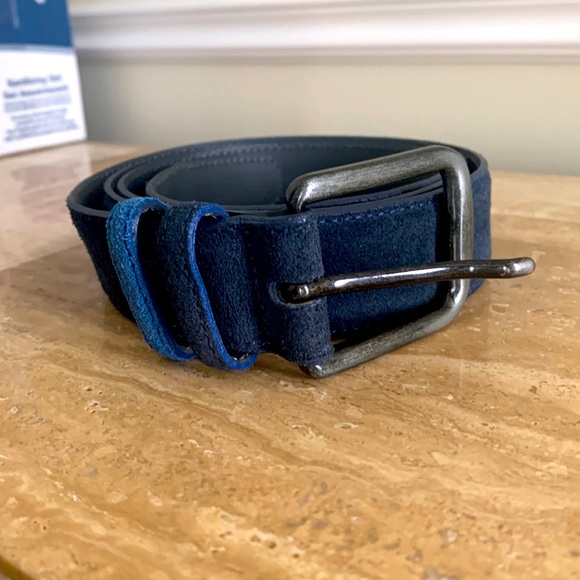Boss suede leather navy belt size 42